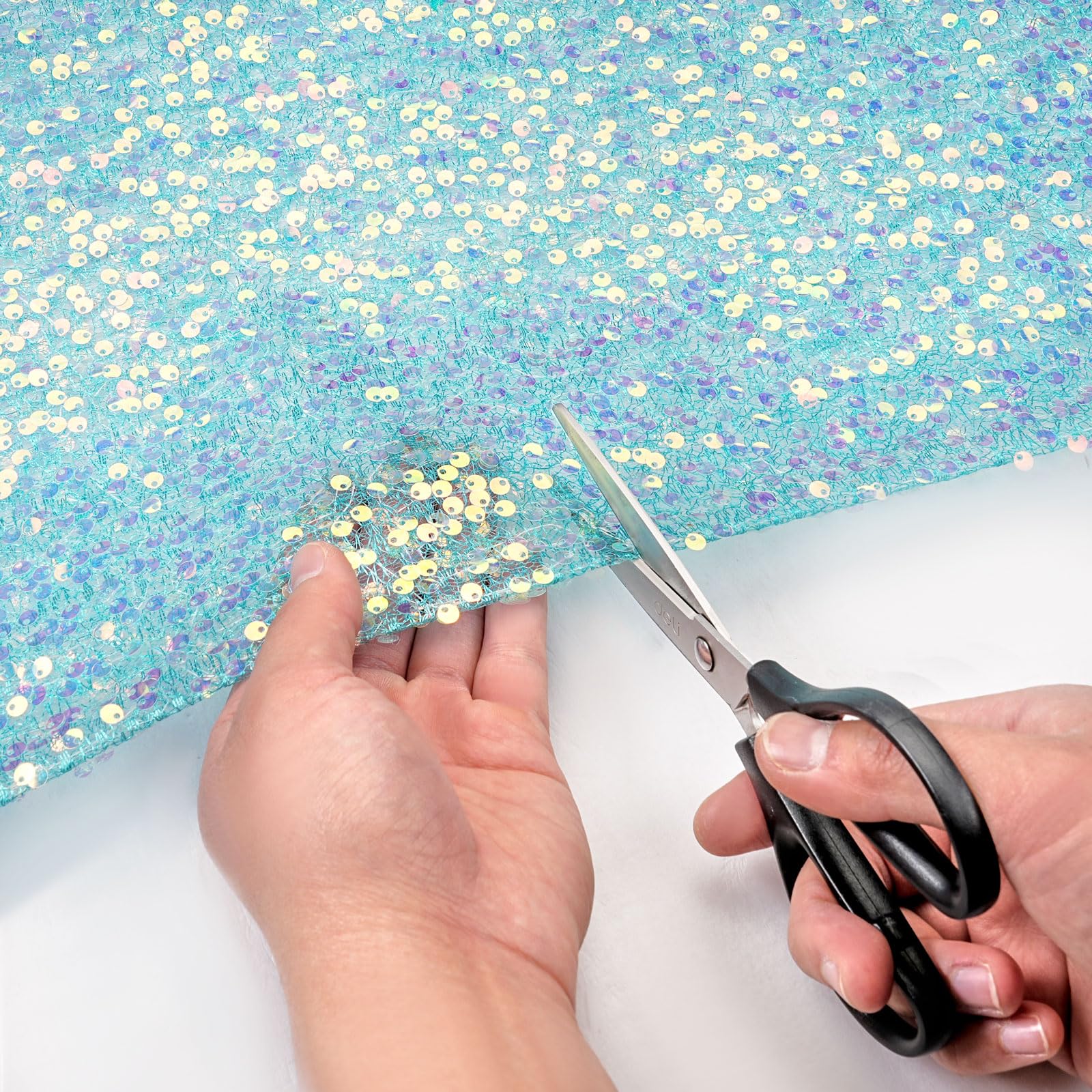 Glitter Tablecloth - Tkanina cekinowa, opalizująca tkanina syrenka, różowa